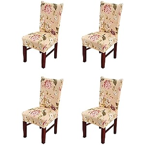 favria elastic chair cover stretch removable washable short dining chair cover protector seat slipcover - brown brown diamond-set of 4 chair covers