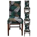 Favria Elastic Chair Cover Stretch Removable Washable Short Dining Chair Cover Protector Seat Slipcover - Brown Brown Diamond-Set of 4 Chair Covers