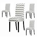 Favria Elastic Chair Cover Stretch Removable Washable Short Dining Chair Cover Protector Seat Slipcover - Brown Brown Diamond-Set of 4 Chair Covers