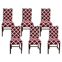 Favria Elastic Chair Cover Stretch Removable Washable Short Dining Chair Cover Protector Seat Slipcover - Black White Prism-Set of 6 Chair Covers,Polyester