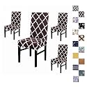 Favria Elastic Chair Cover Stretch Removable Washable Short Dining Chair Cover Protector Seat Slipcover - Brown Brown Diamond-Set of 4 Chair Covers