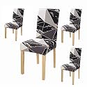 Favria Elastic Chair Cover Stretch Removable Washable Short Dining Chair Cover Protector Seat Slipcover - Brown Brown Diamond-Set of 4 Chair Covers