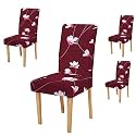 Favria Elastic Chair Cover Stretch Removable Washable Short Dining Chair Cover Protector Seat Slipcover - Brown Brown Diamond-Set of 4 Chair Covers