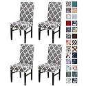 Favria Dining Chair Cover Set of 4 – Elastic Stretchable Washable Chair Covers for Dining Table, Removable Slipcover for 4 Seater Dining Table Chairs (Grey)