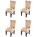 Favria Elastic Chair Cover Stretch Removable Washable Short Dining Chair Cover Protector Seat Slipcover - Brown Brown Diamond-Set of 4 Chair Covers