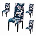 Favria Elastic Chair Cover Stretch Removable Washable Short Dining Chair Cover Protector Seat Slipcover - Brown Brown Diamond-Set of 4 Chair Covers