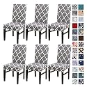 Favria Dining Chair Cover Set of 6 – Elastic Stretchable Washable Chair Covers for Dining Table, Removable Slipcover for 6 Seater Dining Table Chairs (Grey)