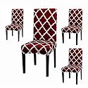 Favria Elastic Chair Cover Stretch Removable Washable Short Dining Chair Cover Protector Seat Slipcover - Brown Brown Diamond-Set of 4 Chair Covers