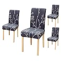 Favria Elastic Chair Cover Stretch Removable Washable Short Dining Chair Cover Protector Seat Slipcover - Brown Brown Diamond-Set of 4 Chair Covers