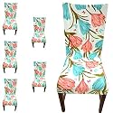Favria Elastic Chair Cover Stretch Removable Washable Short Dining Chair Cover Protector Seat Slipcover - Thai Yellow-Set of 6 Chair Covers,Polyester