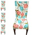 Favria Elastic Chair Cover Stretch Removable Washable Short Dining Chair Cover Protector Seat Slipcover - Thai Yellow-Set of 4 Chair Covers, Polyester