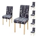 Favria Elastic Chair Cover Stretch Removable Washable Short Dining Chair Cover Protector Seat Slipcover - Black White Prism-Set of 6 Chair Covers,Polyester