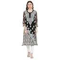 FAWOMENT Women39s Designer Straight Georgette Hand Embroidered
