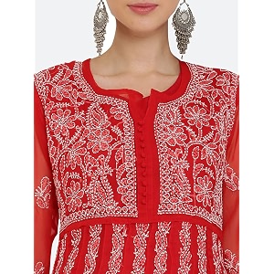 FAWOMENT Womens Georgette Yok Anarkali Kurta with