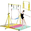 FC FUNCHEER Foldable Gymnastics Bar,5FT Horizontal bar,Adjustable Kids Training bar for Kids Ages 3-15,Kids Gymnastics bar,Triangle Stable Structure-Gym Equipment for Home