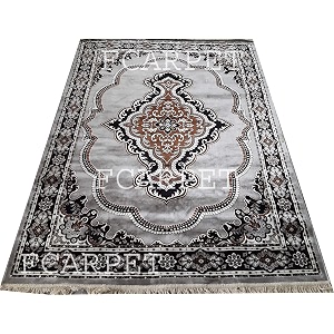 classical design silk touch bedrooms carpet with fine quality 5 x 7 feet grey multi