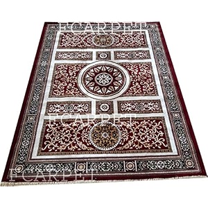 classical design silk touch carpet with fine quality 3 x 5 feet maroon multi