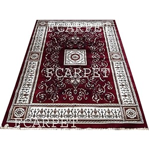 conventional design silk touch carpet for your hall with fine quality 7 x 9 feet maroon multi