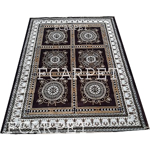 conventional design silk touch living room carpet with fine quality 4 x 6 feet brown multi