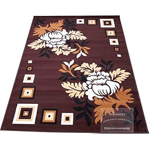 floral rectangular carpet brown acrylic 4 x 5 feet