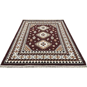 floral rectangular carpet velvet touch 150x200 cm5x7 feet brown i