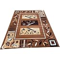 Modern Rectangular Carpet (Golden, Acrylic, 7 X 10 Feet)