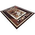 Most Popular Living Room Rectangular Carpet Fine Wool with Soft Touch 6X8 Feet Brown Multi