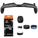 FCC Racing TOSEEK Carbon Handlebar 420mm (31.8mm Clamp, Matte Black) + TOSEEK PU Leather Anti-Slip Handlebar Tape Set – EVA Comfort Grip, 3K Carbon Weave for Road & MTB Bikes