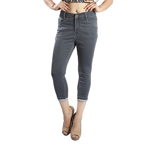 FCK-3 Stretchable Denim Solid Mid Waist Knee