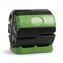 FCMP Outdoor HOTFROG Rolling Single Chamber Batch Tumbling Composter - Outdoor Rotating Garden Compost Bin (HF-RC4000WB) Black & Green (37-Gallon)