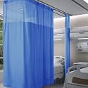 Fcosie 12ft Wide x 7ft Long Azure Blue Hospital Privacy Curtains for Room Divider - Extra Wide Medical Divider Curtains with Mesh Top - Beauty Salon Lab SPA Cubicle Curtain with Flat Hooks, 1 PC