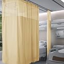 Fcosie 12ft Wide x 8ft Long Bean Hospital Privacy Curtains for Room Divider/Partitions - Extra Wide Medical Divider Curtains with Mesh Top - Beauty Salon Lab SPA Cubicle Curtain with Flat Hooks, 1 PC