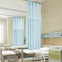 Fcosie 8ft Wide x 8ft Tall Hospital Curtain Divider for Room Separation Mesh Top Medical Exam Room Privacy Curtains with Flat Hooks Header Office Hospital Bed Cubicle Curtain, Light Blue, 1 Panel