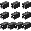 [ 10 Pieces ] RJ45 Ethernet LAN Joiner Adapter - Network Connector Ethernet Socket 8P8C Extender Plug Cable for Cat5, Cat5e, Cat6, Cat7 (RJ45 Joiner Connector)