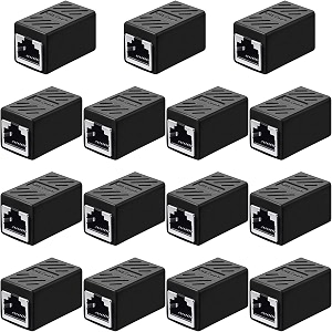  15 pieces  rj45 ethernet lan joining adapter - network connector ethernet socket 8p8c extender plug cable for cat5 cat5e cat6 cat7  ethernet cable connector rj45 connector lan cable adapter rj45 coupler powerline network adapter ethernet female to female joiner 