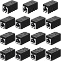 [ 15 Pieces ] RJ45 Ethernet LAN Joining Adapter - Network Connector Ethernet Socket 8P8C Extender Plug Cable for Cat5, Cat5e, Cat6, Cat7 ( Ethernet Cable Connector, RJ45 Connector, LAN cable Adapter, RJ45 Coupler, Powerline N