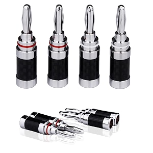  4 pairs  8 pieces  banana connector speaker plug carbon fiber rhodium plated banana plugs acoustics terminals audio video speaker connectors