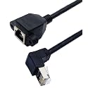 [ 60 CM ] 90 Degree RJ45 Ethernet Extension Cable, RJ45 Male to Female Ethernet Network Connector Screw Panel Mount Extension Cable, 8P8C Network Extension for Router, Set Top Box ; DOWN Angle