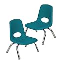 FDP 14" School Stack Chair with Swivel Glides, Teal, 2-Pack, 13048-TL