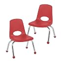 FDP 16" School Stack Chair with Ball Glides, Red, 2-Pack, 15413-RD