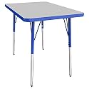 FDP 24" x 36" Rectangle Table with Swivel Glide Legs - Gray/Blue