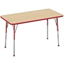 FDP 24" x 48" Rectangle Table with Ball Glide Legs - Maple/Red, 10008-MPRD