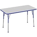 FDP 24" x 48" Rectangle Table with Ball Glide Legs - Gray/Blue, 10008-GYBL