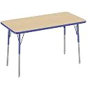 FDP 24" x 48" Rectangle Table with Swivel Glide Legs - Maple/Blue