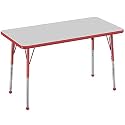 FDP 24" x 48" Rectangle Table with Ball Glide Legs - Gray/Red, 10008-GYRD