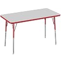 FDP 24" x 48" Rectangle Table with Swivel Glide Legs - Gray/Red