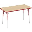 FDP 24" x 48" Rectangle Table with Swivel Glide Legs - Maple/Red