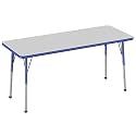 FDP 24" x 60" Rectangle Table with Ball Glide Legs - Gray/Blue, 10012-GYBL