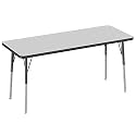 FDP 24" x 60" Rectangle Table with Swivel Glide Legs - Gray/Black
