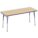 FDP 24" x 60" Rectangle Table with Ball Glide Legs - Maple/Blue